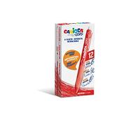 CARIOCA Oops Retractable Penne Rosse | Set Penne Cancellabili Ricaricabili a Scatto per Scuola e Ufficio con Gomma Incorporata e Impugnatura Ergonomica, Penne Rosse, 12 Pezzi
