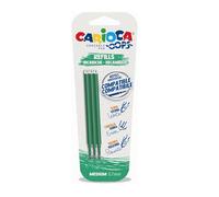 Carioca Oops Ricariche Penna Cancellabile Verde, Refill Compatibili con Penne Termosensibili, Inchiostro Cancellabile, Punta Fine, Set 3 Pezzi per Scuola e Ufficio