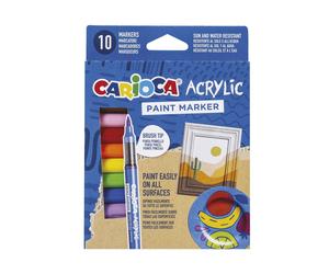 Carioca Paint Marker Acrilici Set da 10 Pennarelli con Punta a Pennello a Base