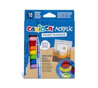 Carioca Paint Marker Acrilici - Set da 10 Pennarelli con Punta a Pennello, a Base Acqua ad Alta Coprenza, Resistenti al Sole e all’Acqua, Marcatori Adatti a Legno, Vetro, Metallo, Ceramica e Cartone