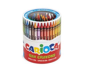 CARIOCA Pastelli a Cera - Barattolo 100 Pezzi, Colori Brillanti, Facili da Temperare, Lavabili, Punta Grossa da 8 mm, Atossici - Ideali per Bambini e Scuola