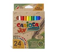 CARIOCA Pennarelli Joy Eco Family, Pennarelli Super Lavabili in Plastica Riciclata per Bambini, Set Pennarelli Punta Fine in Scatola, Colori Assortiti, 24 Pezzi