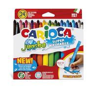 CARIOCA Pennarelli Jumbo Box, Pennarelli Colorati per Bambini con Punta e Corpo Maxi, Ideali per Disegnare e Colorare, Super Lavabili, Colori Assortiti, 24 Pezzi