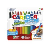 CARIOCA Pennarelli Jumbo Paperboard Wallet, Pennarelli Colorati per Bambini con Punta Maxi, Ideali per Disegnare e Colorare, Super Lavabili, Colori Assortiti, 12 Pezzi