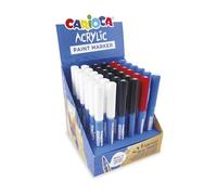 CARIOCA Pennarello acrilico | Display di 36 pennarelli permanenti | punta pennello | adatto a tutte le superfici e alta opacità | base d'acqua | 4 colori