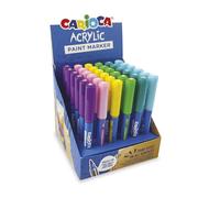 CARIOCA Pennarello acrilico | Display di 36 pennarelli permanenti | punta pennello | adatto a tutte le superfici e alta opacità | base d'acqua | 6 colori