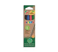 CARIOCA Penne a Sfera Eco Family, Penne a Sfera in Plastica Riciclata e Punta in Acciaio Inox, Colori Assortiti, 4 Pezzi