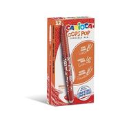 Carioca Penne Cancellabili Oops Pop Rosso- 12 Pz | Set Penne Cancellabili Ricaricabili per Scuola e Ufficio con Cappuccio, Doppia Gomma e Impugnatura Ergonomica, Penne Rosse, 12 Pezzi