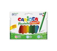 CARIOCA Plastello, Pastelli a Cera Lavabili per Bambini, Resistenti, Colori Assortiti e Brillanti, Facili da Temperare, 24 Pezzi