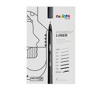 CARIOCA Plus Pigment Liner resistente al sole e all'acqua | Inchiostro altamente pigmentato e punte per linee precise e chiare | 8 pezzi con diversi tipi di punte