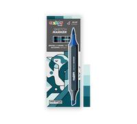 CARIOCA Plus Sketch Marker, Marcatori a Doppia Punta, Toni Blu, 4 Pezzi