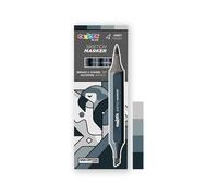 Carioca Plus Sketch Marker, Marcatori a Doppia Punta, Toni Grigio, 4 Pezzi