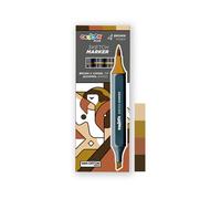 CARIOCA Plus Sketch Marker, Marcatori a Doppia Punta, Toni Marrone, 4 Pezzi