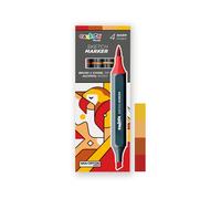 CARIOCA Plus Sketch Marker, Marcatori a Doppia Punta, Toni Rosso, 4 Pezzi