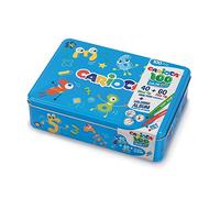 CARIOCA Set Creativo 100 Pennarelli Punta Fine Lavabili con Album da Colorare A4 e Astuccio Metallo Blu, per Bambini e Regalo