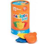 CARIOCA Pastelli Baby Teddy Crayons 1+, Tubo di 12 Pastelli Colorati a Forma di Orsetto, Pastelli Per Bambini dai 12 Mesi, 12 Pezzi