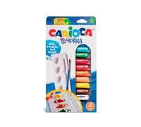 Carioca Tempera - Confezione da 12 Tempera in Tubetti d1 10ml, Colori Assortiti e Brillanti. Super Lavabili e Miscelabili, Alta Coprenza