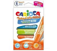 CARIOCA - TEMPERA SOLIDA IN STICK TEMPERELLO COLORI NEON. CONFEZIONE DA 6 PEZZI