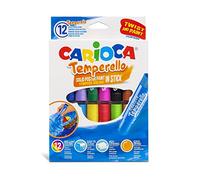 Carioca Tempere Stick Temperello | Tempere Solide Colorate in Scatola per Bambini, Tempere Super Lavabili, Colori Assortiti, 12 Pezzi