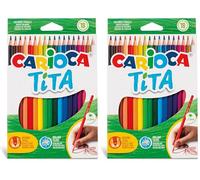 CARIOCA TITA, Matite Colorate, Set di Matite in Resina Esagonali, Pastelli per Bambini e Adulti, Ideali per Disegnare e Colorare, Scrittura Morbida, Colori Assortiti, 18 Pezzi (Confezione da 2)