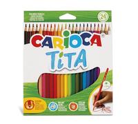 CARIOCA TITA, Matite Colorate, Set di Matite in Resina Esagonali, Pastelli per Bambini e Adulti, Ideali per Disegnare e Colorare, Scrittura Morbida, Colori Assortiti, 24 Pezzi