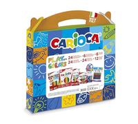 CARIOCA Valigetta Colori Play with Colors | Set Colori con 18 Matite Colorate, 24 Pennarelli Punta Fine, 6 Pennarelli Punta Grossa, 24 Pastelli a Cera, 12 Acquerelli e 6 Colle Glitter 90 pz