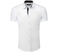 CARISMA - Camicia casual da uomo a manica corta / lunga, slim fit, per tempo libero, business, matrimonio, bianco, XXL