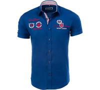 Carisma Camicia da uomo a maniche corte in 97% cotone. Camicia a maniche corte con ricamo. Camicia per il tempo libero. Camicia estiva da uomo
