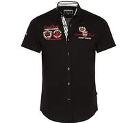 Carisma Camicia Uomo Manica Corta Ricamo Cotone 97% Nero L
