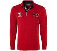 CARISMA Polo a maniche lunghe da uomo - Cotone - T-shirt a maniche lunghe con ricamo - Vestibilità regolare - Per uomo - Per l'ufficio e il tempo libero., rosso, XL
