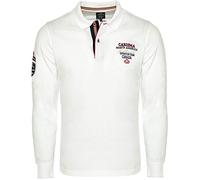 Carisma Polo a maniche lunghe da uomo in cotone • Maglietta a maniche lunghe da uomo con ricamo • Piacevole vestibilità regolare, bianco, L