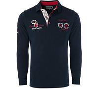 Carisma Polo a maniche lunghe da uomo in cotone • Maglietta a maniche lunghe da uomo con ricamo • Piacevole vestibilità regolare per l'ufficio e il tempo libero, blu navy, L