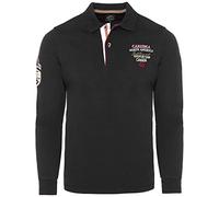 Carisma Polo da uomo a maniche lunghe in cotone • Polo da uomo a maniche lunghe con ricamo • Comodo Longsleeve Regular Fit, Nero , XL