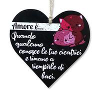 CARISPIBET Amore è | segno romantico per la decorazione della casa targa muro decorativi appendere cartello soggiorno cartelli camera segni12 x 12 cm