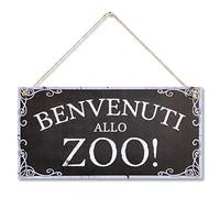 CARISPIBET Benvenuti allo zoo! divertenti segni decorativi segni regalo scherzosi decorazioni per la casa 15 x 30 cm