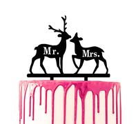 CARISPIBET Cake topper, due cervi con decorazione per torta Mr & Mrs come cervo e cerva