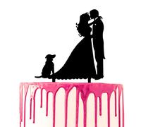 CARISPIBET Cake topper sposo e sposa abbracciare e baciare con cane