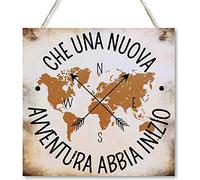 CARISPIBET Che una nuova avventura abbia inizio |segni decorativi per la casa viaggio decorazioni nuovo capitolo stile di vita targhe decorative 20 x 20 cm
