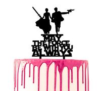 CARISPIBET decorazione per torta nuziale con la scritta "May the force be with you always" film ispirati a tema cinematografico decorazione per torta geek