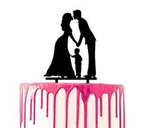 CARISPIBET decorazione per torta nuziale sposo e sposa baciare con un bambino