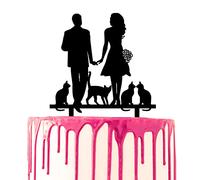 CARISPIBET decorazione per torta nuziale sposo e sposa con quattro gatti per gli amanti dei gatti