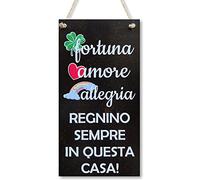 CARISPIBET Fortuna, Amore, Allegria | segni decorativi segni di benvenuto targhe per la decorazione della casa decorazioni interne 30 x 15 cm