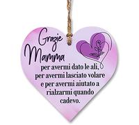 CARISPIBET Grazie mamma | segni decorativi targhe decorative regali per lei la migliore mamma del mondo gratitudine regalo grazie compleanno 12 x 12 cm