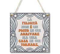 CARISPIBET La felicità | segni decorativi decorazioni per la casa segnali di benvenuto segni di ispirazione per la decorazione della casa 20 x 20 cm