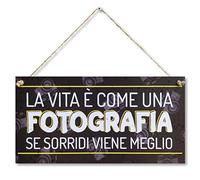 CARISPIBET La vita è come una fotografia | segno di arredamento per la casa arte della parete ornamento da appendere accessorio decorativo per la casa 15 x 30 cm
