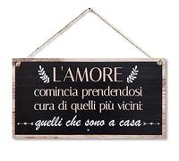 CARISPIBET L'amore cominzia | segni decorativi sull'amore segni di benvenuto decorazioni motivazionali decorazioni d'interni 15 x 30 cm