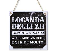 CARISPIBET Locanda dai Zii | Decorazioni per la casa cartelli di Cucina cartelli per la Decorazione Domestica 20 x 20 cm