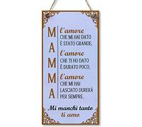 CARISPIBET Mamma | segni decorativi famiglia gratitudine segni d'amore commovente grazie decorazioni d'interni regali di compleanno 30 x 15 cm