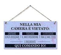 CARISPIBET Nella mia camera | segni decorativi targhe decorative per camera da letto decorazioni d'interni regole della stanza ornamento da appendere alla porta 15 x 30 cm