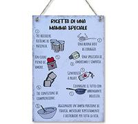 CARISPIBET Ricetta de Una Mamma Speciale | Decorazioni per la casa cartelli di Cucina cartelli per la Decorazione Domestica 30 x 20 cm